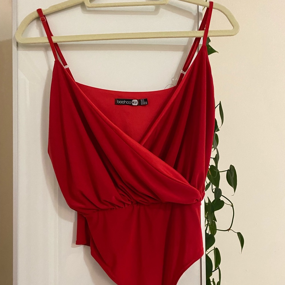 Red boohoo leotard